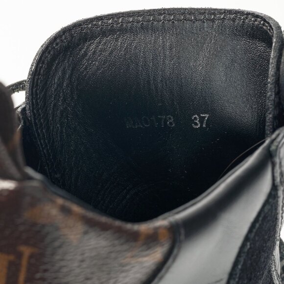 Louis Vuitton Laureate Black Suede & Monogram Canvas Patch-Applique Boots - Picture 12 of 12